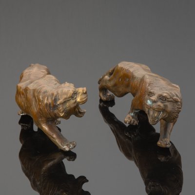 купить Парная скульптура "Тигры", латунь, Азия, 1980-2000 гг.