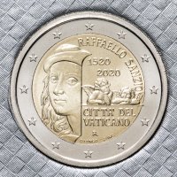 Купить Ватикан 2 евро 2020 "500 лет со дня смерти художника Рафаэля Санти", в буклете