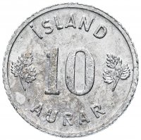 Купить Исландия 10 эйре (aurar) 1970-1974, случайная дата