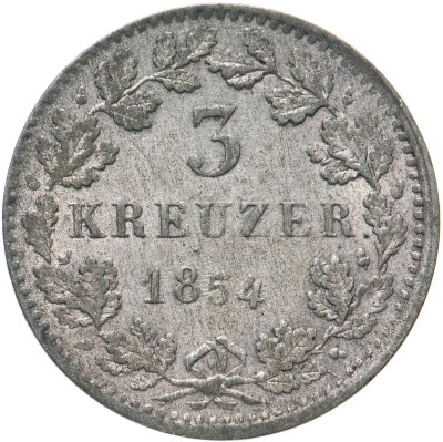 купить Германия, Великое Герцогство Гессен-Дармштадт 3 крейцера 1854