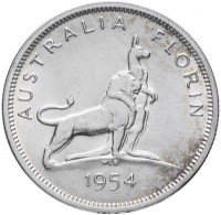 купить Австралия 1 флорин 1954 "Визит королевы Елизаветы II в Австралию"