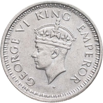 купить Индия (Британская) 1/4 рупии (rupee) 1944 ♦ Ребристый гурт с желобом внутри знак монетного двора: "♦" - Бомбей