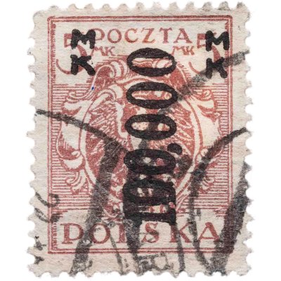 купить Польша марка 5 1923 "Инфляционная надпечатка 100000 марок"