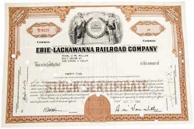 купить Акция США ERIE- LACKAWANNA RAILROAD COMPANY 1960 г.