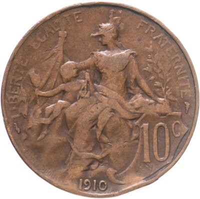 купить Франция 10 сантимов (centimes) 1910