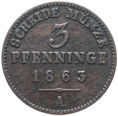 купить Германия Пруссия 3 пфеннига "A" 1863