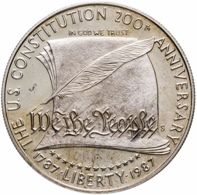 купить США 1 доллар (dollar) 1987 S Constitution (200 лет Конституции США) знак монетного двора "S" - Сан-Франциско