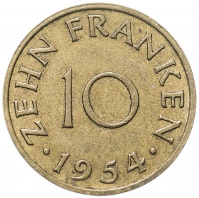купить Саар 10 франков (francs) 1954