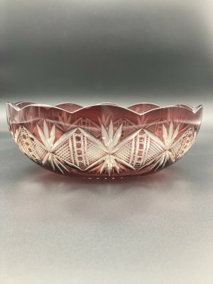 купить Ваза конфетница из цветного стекла, алмазная грань, стекло, 1970-2000 гг.