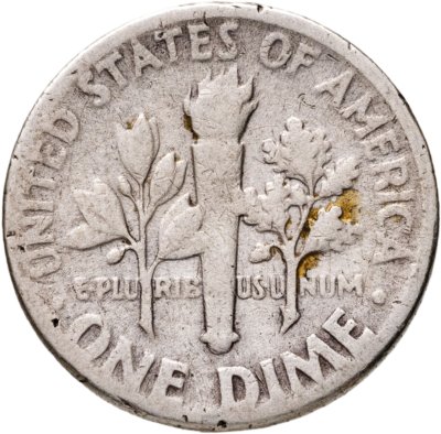 купить США 10 центов (дайм, one dime) 1952 Silver Roosevelt Dime (Рузвельт) без обозначения монетного двора
