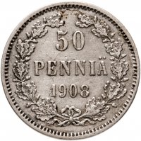 купить 50 пенни (pennia) 1908 L, монета для Финляндии