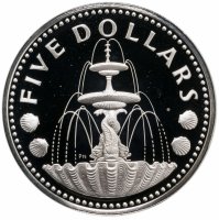 купить Барбадос 5 долларов (dollars) 1975 Фонтан