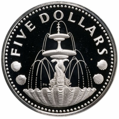 купить Барбадос 5 долларов (dollars) 1975 Фонтан