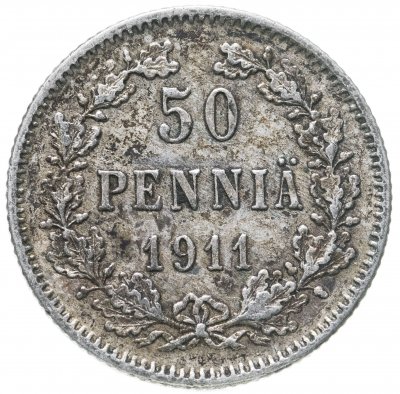 купить 50 пенни 1911 L (монета для Финляндии в составе Российской Империи)