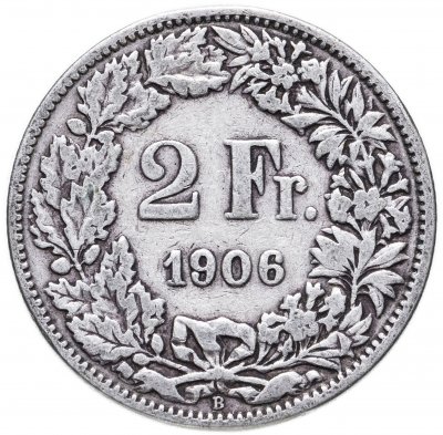 купить Швейцария 2 франка (francs) 1906