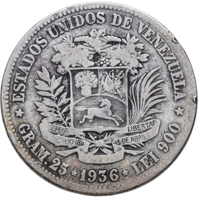 купить Венесуэла 5 боливаров 1936