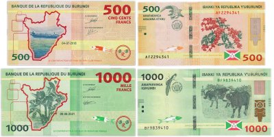 купить Бурунди набор 2 банкноты 500 и 1000 франков 2018 - 2021