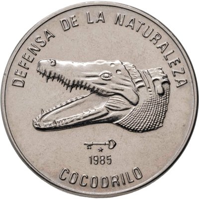 купить Куба 1 песо (peso) 1985 "Природный заповедник - Кубинский крокодил /голова/"