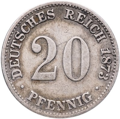 купить Германия 20 пфеннигов (pfennig) 1873, знак монетного двора: "G" - Карлсруэ
