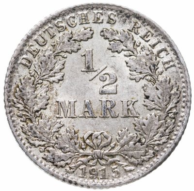 купить Германия 1/2 марки 1915"D"