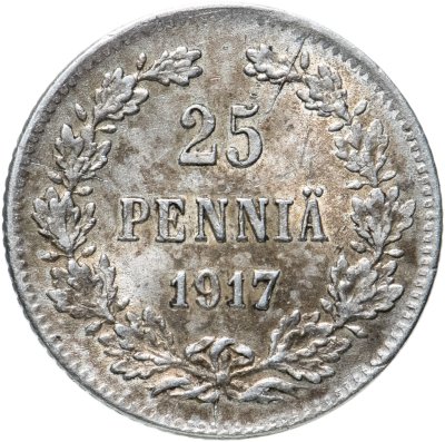 купить 25 пенни 1917 S гербовый орел с коронами, монета для Финляндии