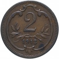 Купить Австрия 2 геллера (heller) 1912