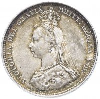 Купить Великобритания 6 пенсов (pence) 1887 Герб на реверсе