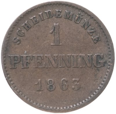купить Германия, Бавария 1 пфенниг 1863