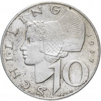 купить Австрия 10 шиллингов (shillings) 1957