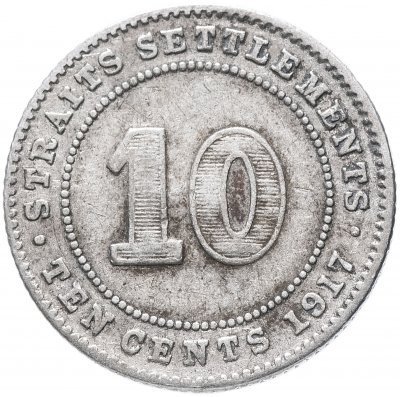 купить Стрейтс Сетлментс 10 центов (cents) 1917