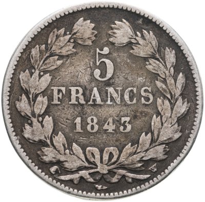 купить Франция 5 франков (francs) 1843