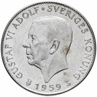 Купить Швеция 5 крон 1959 "150 лет Конституции"
