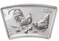 Купить Китай 10 юаней 2005 "Год Петуха", в коробке с сертификатом