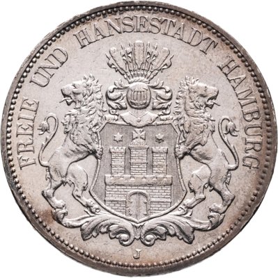 купить Германская Империя, Гамбург 5 марок 1913 J