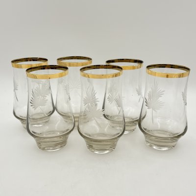 купить Набор бокалов на 6 персон, стекло, резьба, золочение, СССР, 1970-1990 гг.