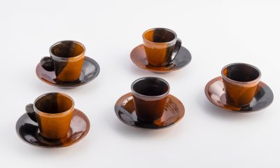 купить Набор кофейных пар на 5 персон, керамика, СССР, 1980-1990 гг.