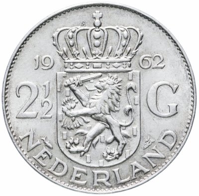 купить Нидерланды 2 1/2 гульдена (gulden) 1962
