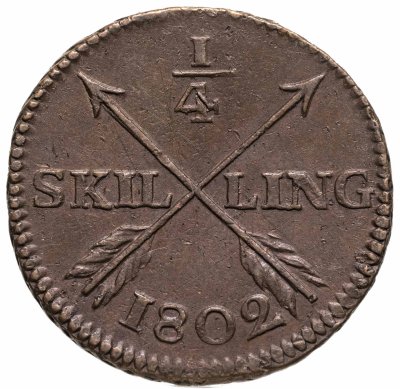 купить Швеция 1/4 скиллинга 1802