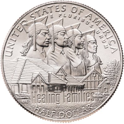 купить США 50 центов (1/2 доллара, half dollar) 2017 D 100 лет организации "Boys Town" знак монетного двора: "D" - Денвер в футляре