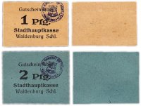 Купить Германия (Силезия: Вальденбург) набор из 2-х нотгельдов 1920 с печатями