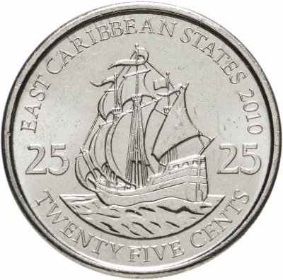 купить Восточные Карибы 25 центов (cents) 2010
