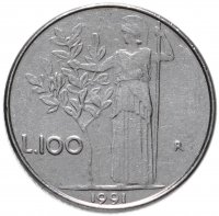 Купить Италия 100 лир 1990-1992 (малого размера)