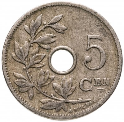 купить Бельгия 5 сантимов (centimes) 1907 Надпись на голландском - 'BELGIË'
