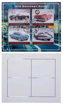 купить Руанда марки квартблок "Автомобили. Машины. Ретро. Старый концепт" 400, 650, 850, 1100 франков 2017