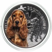 купить Остров Ниуэ 1 доллар 2014 "Собака Кокер спаниэль", в футляре с сертификатом