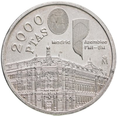 купить Испания 2000 песет (pesetas) 1994 "Ассамблея Всемирного банка и МВФ в Мадриде"