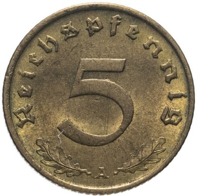 купить Германия (Третий рейх) 5 рейхспфеннигов (reichspfennig) "A" 1937