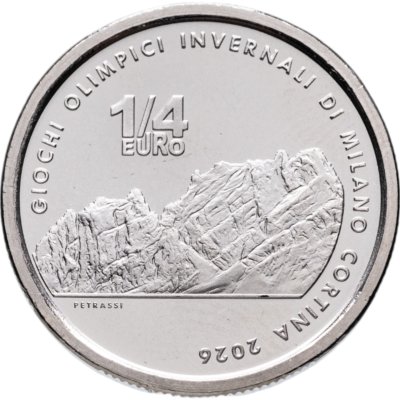 купить Италия 1/4 евро 2025 "Зимние Олимпийские игры 2026 - Кортина-д’Ампеццо"