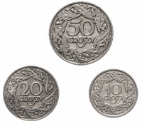 Купить Польша набор 10, 20, 50 грошей 1923