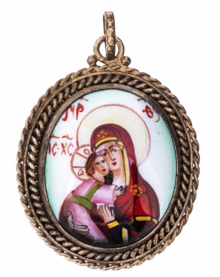 купить Икона нательная "Владимирская Божия Матерь", металл, Ростовская финифть, Россия, 2000-2015 гг.